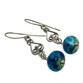 Sterling Multicolor Stone Bangle Earrings, 4.00 G