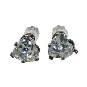 RHINESTONE Sterling Heart Stud Earrings, 0.36 G