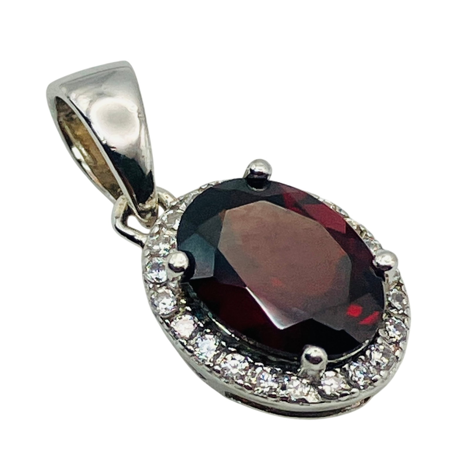 RHINESTONE Sterling Halo Pendant, 1.25 G: RHINESTONE Sterling Halo pendant 1.25 g