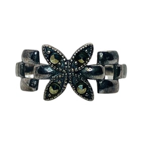 MARCASITE Sterling Unique Design Band Ring, Size 7.5, 1.48 G