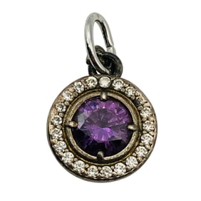 RHINESTONE Sterling Halo Pendant, 1.77 G