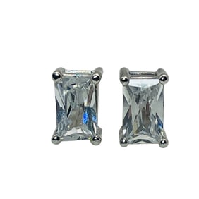 SS Sterling Clear Stone Stud Earrings, 0.78 G