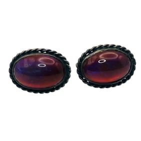 STERUNGBAR, Southwest Sterling Oval Screw On Earrings, 7.12 G