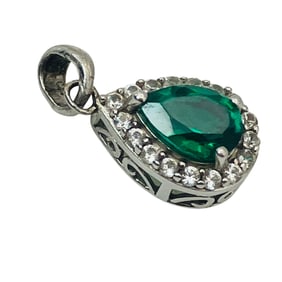 CO, EMERALD, TOPAZ Sterling Teardrop Pendant, 1.00 G