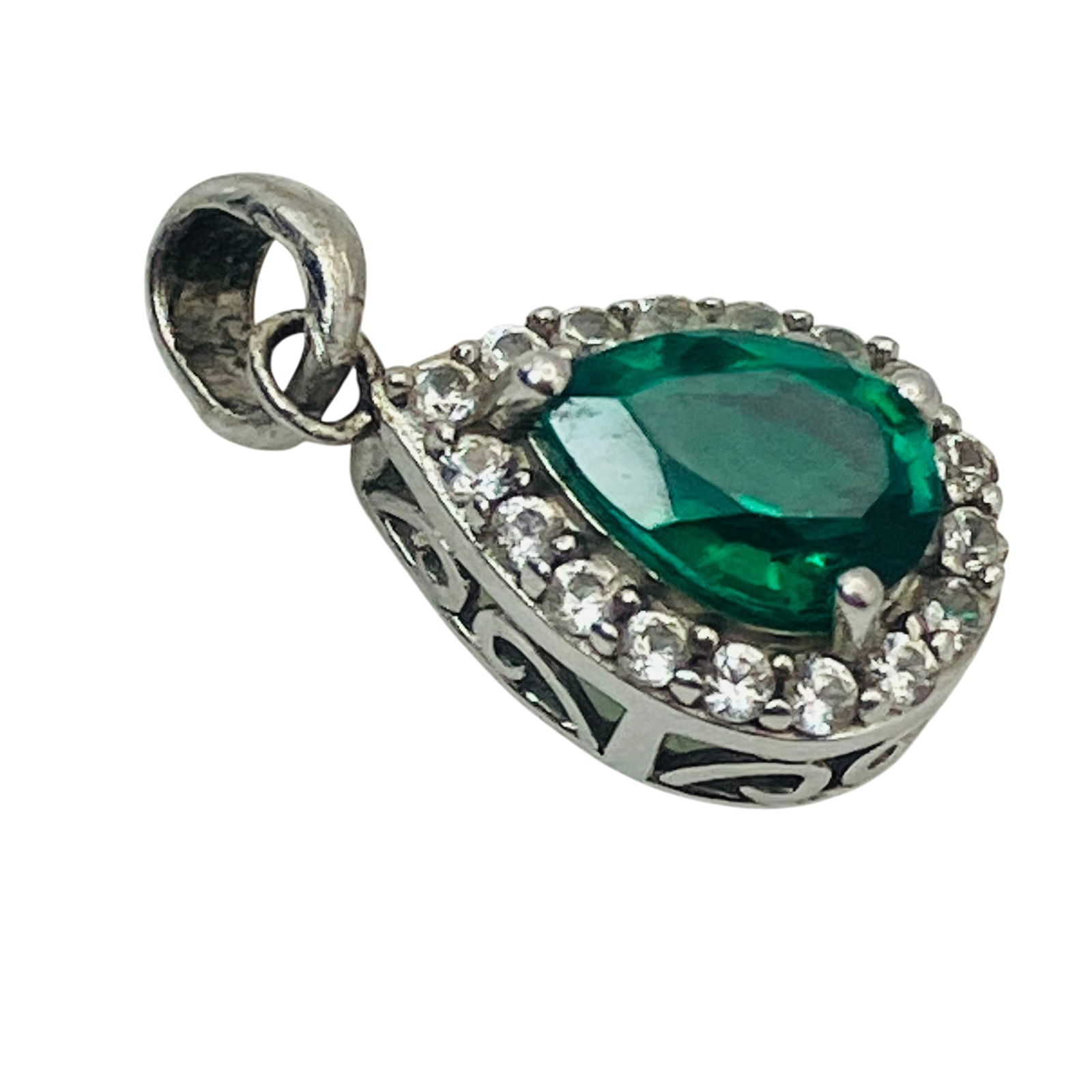 CO, EMERALD, TOPAZ Sterling Teardrop Pendant, 1.00 G (1 of 5)