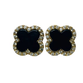 EHC, ONYX Sterling Four Leaf Clover Stud Earrings, 1.65 G