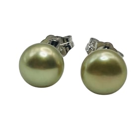 Sterling Pearl Stud Earrings, 1.09 G