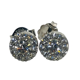 SL, RHINESTONE Sterling Halo Stud Earrings, 1.53 G