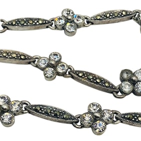 MARCASITE Sterling Clear Stone Bracelet, 8.89 G