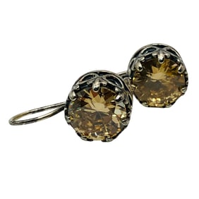 SHABLOOL, ISRAEL, RHINESTONE, Sterling Drop Earrings, 6.69 G