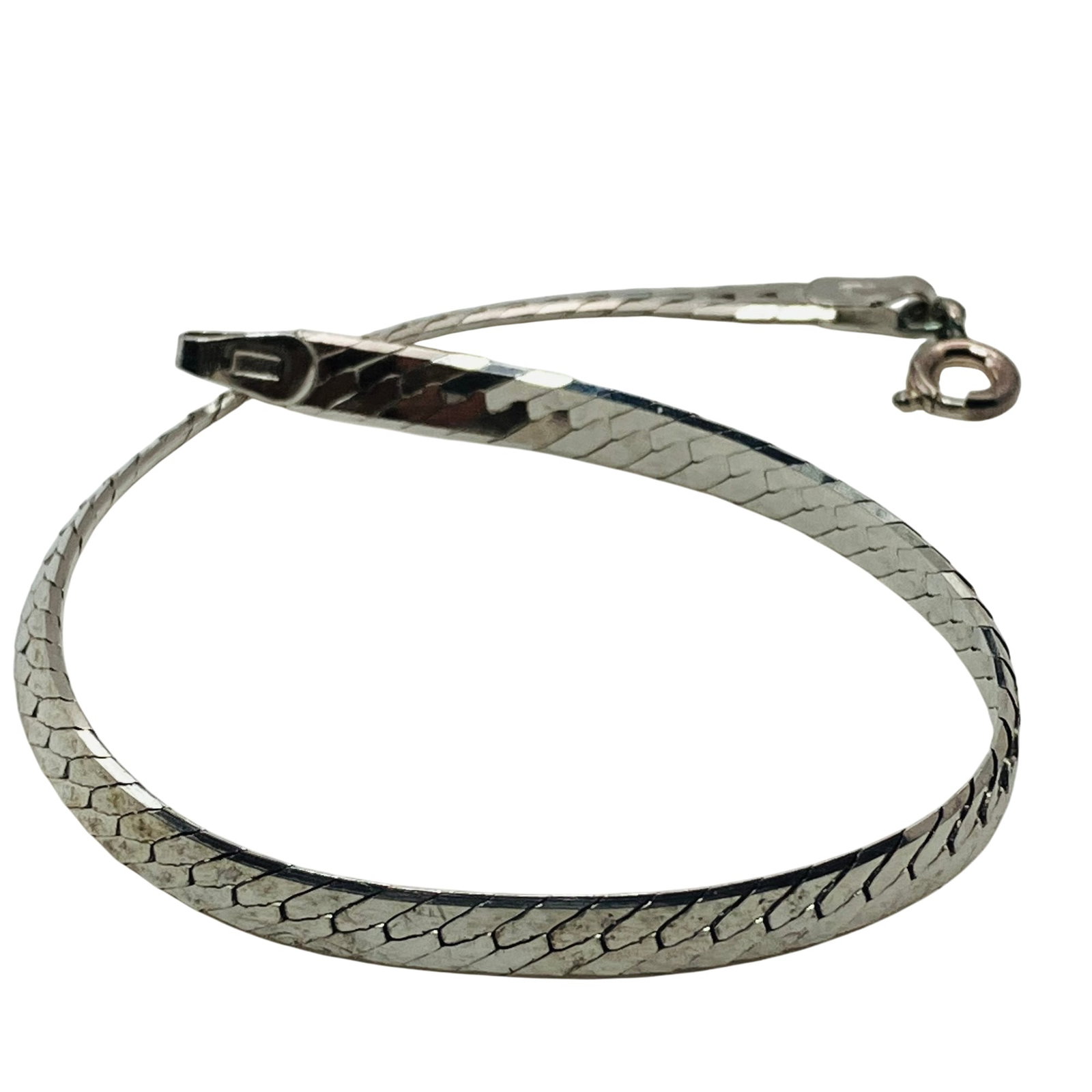 Italy, Sterling Flat Snake Chain Bracelet, 3.79 G: Italy Sterling flat snake chain bracelet 3.79 g