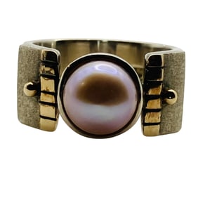 INDIA, PEARL Sterling Solitaire Ring, Size 6, 8.38 G