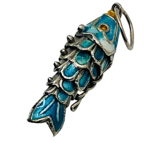 Enamel Sterling Movable Fish Pendant, 2.00 G