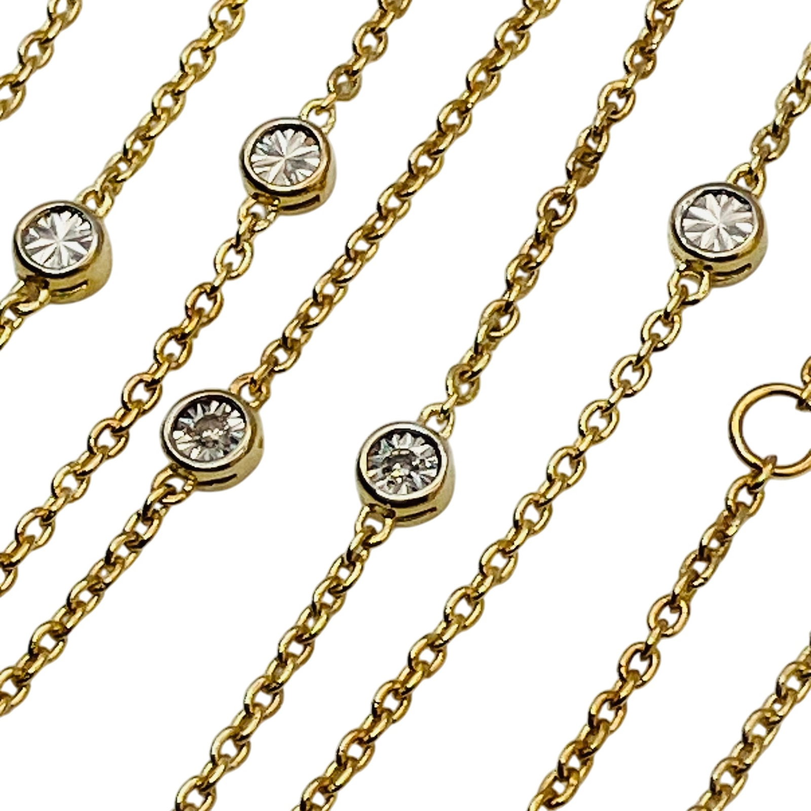 M, P, Sterling Clear Stone Bezel Set Cable Chain Necklace, 3.42 G: M P Sterling clear stone bezel set cable chain necklace 3.42 g