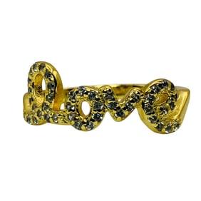 Sterling Clear Stone LOVE Band Ring, Size 5, 1.54 G