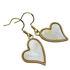 MOTHER OF PEARL Sterling Heart Earrings, 4.93 G