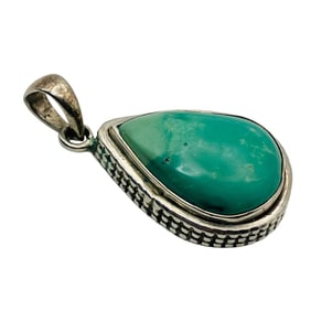 TURQUOISE Sterling Teardrop Pendant, 9.22 G