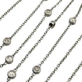 Sterling Clear Stone Bezel Set Cable Chain Necklace, 3.20 G