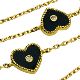 Sterling Clear And Black Stone Hearts Cable Chain Bracelet, 2.74 G