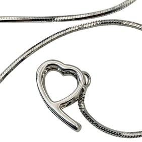 Sterling Heart Pendant Snake Chain Bracelet, 2.29 G