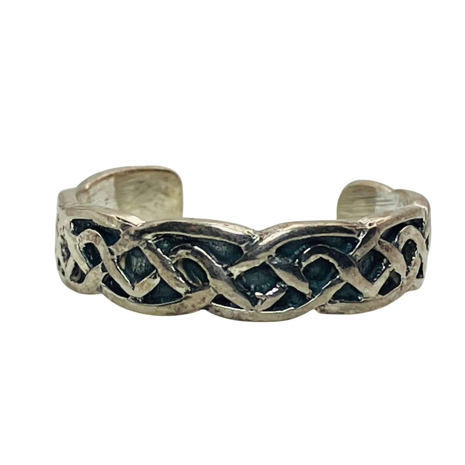 Sterling Interwoven Design Toe Ring, Unknown Marking, 2.00 G: Sterling interwoven design toe ring unknown marking 2.00 g
