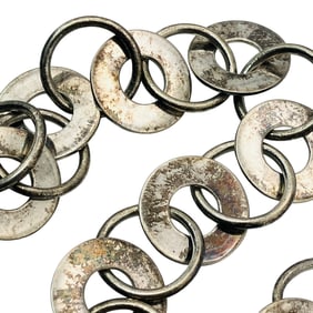 Sterling Hoop Ring Chain Bracelet, 20.81 G