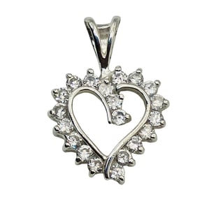 Ross Simmons CUBIC ZIRCONIA Sterling Heart Pendant, 2.00 G
