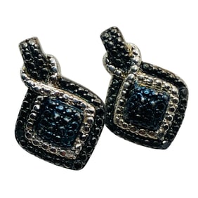 SAPPHIRE Accent Sterling Diamond Shaped Stud Earrings, 3.20 G