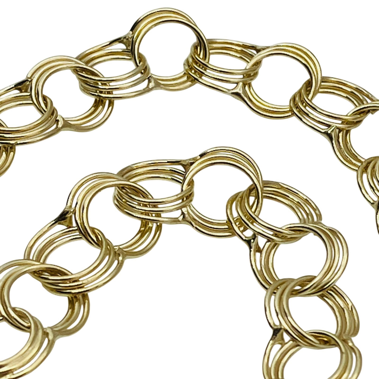 14 K GOLD Triple Hoop Link Chain Bracelet, 4.10 G: 14 K GOLD triple hoop link chain bracelet 4.10 g