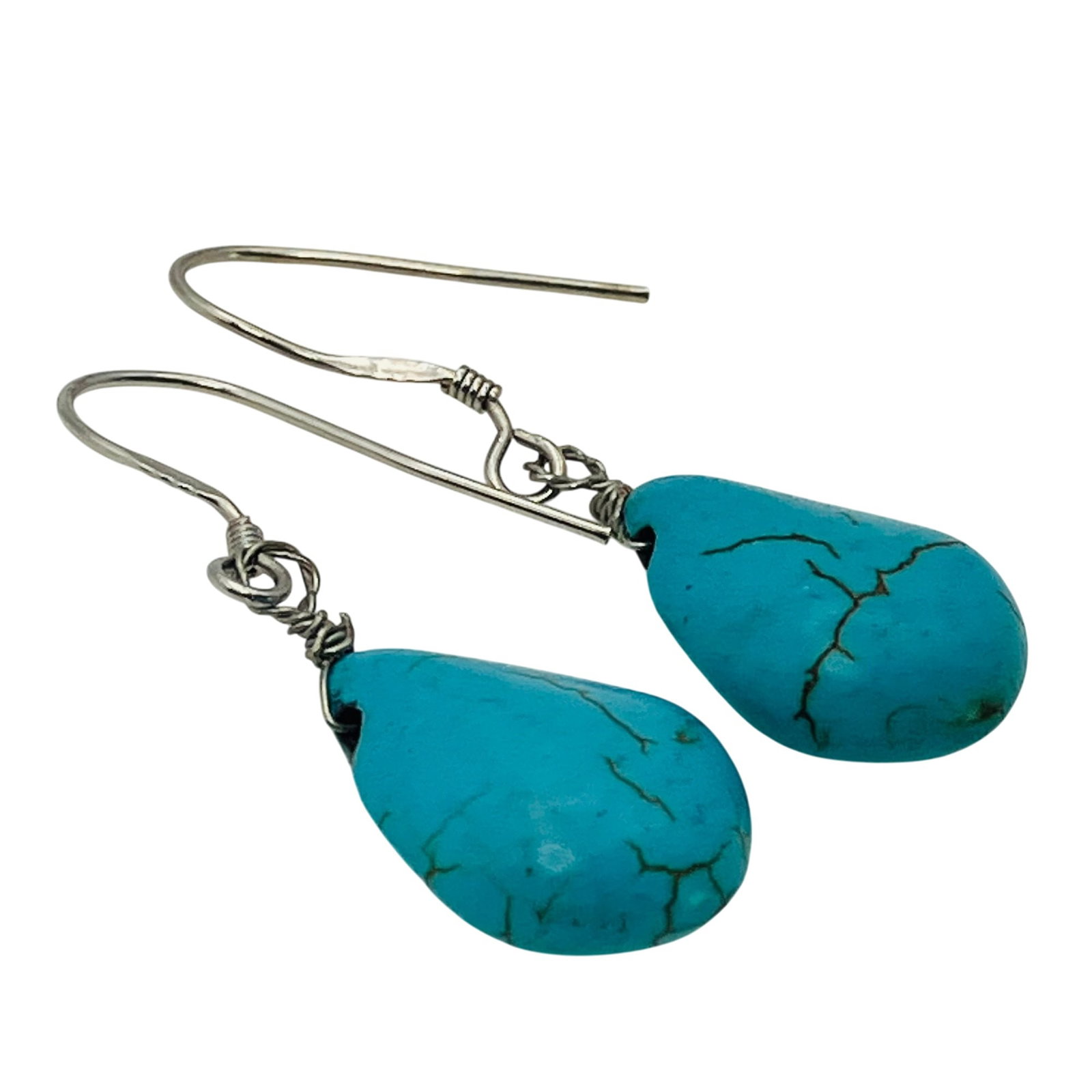 TURQUOISE Sterling Teardrop Earrings, 2.65 G: TURQUOISE Sterling teardrop earrings 2.65 g