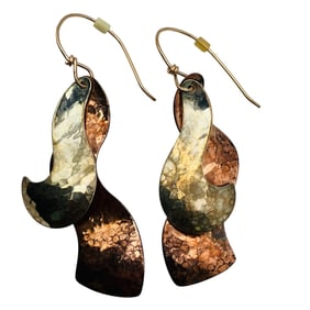 Sterling Textured Swirl Design Layered Plate Dangle Earrings, 8.55 G