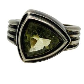 CITRINE Sterling Triangle Solitaire Ring, Size 6, 5.74 G