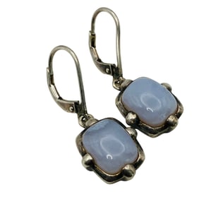 LACE AGATE Sterling Dangle Earrings, 5.21 G