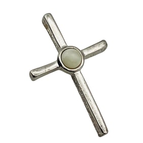 Sterling White Stone Cross Pendant, 0.60 G