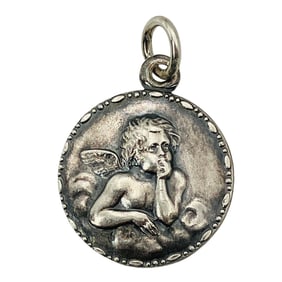800 Silver Angel Disc Pendant, 2.00 G