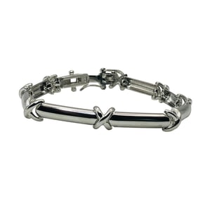 Sterling X Bar Chain Bracelet, 10.73 G