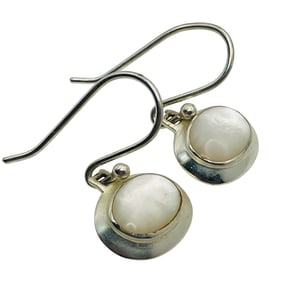 MOHER OF PEARL Sterling Oval Dangle Earrings 3.09 G