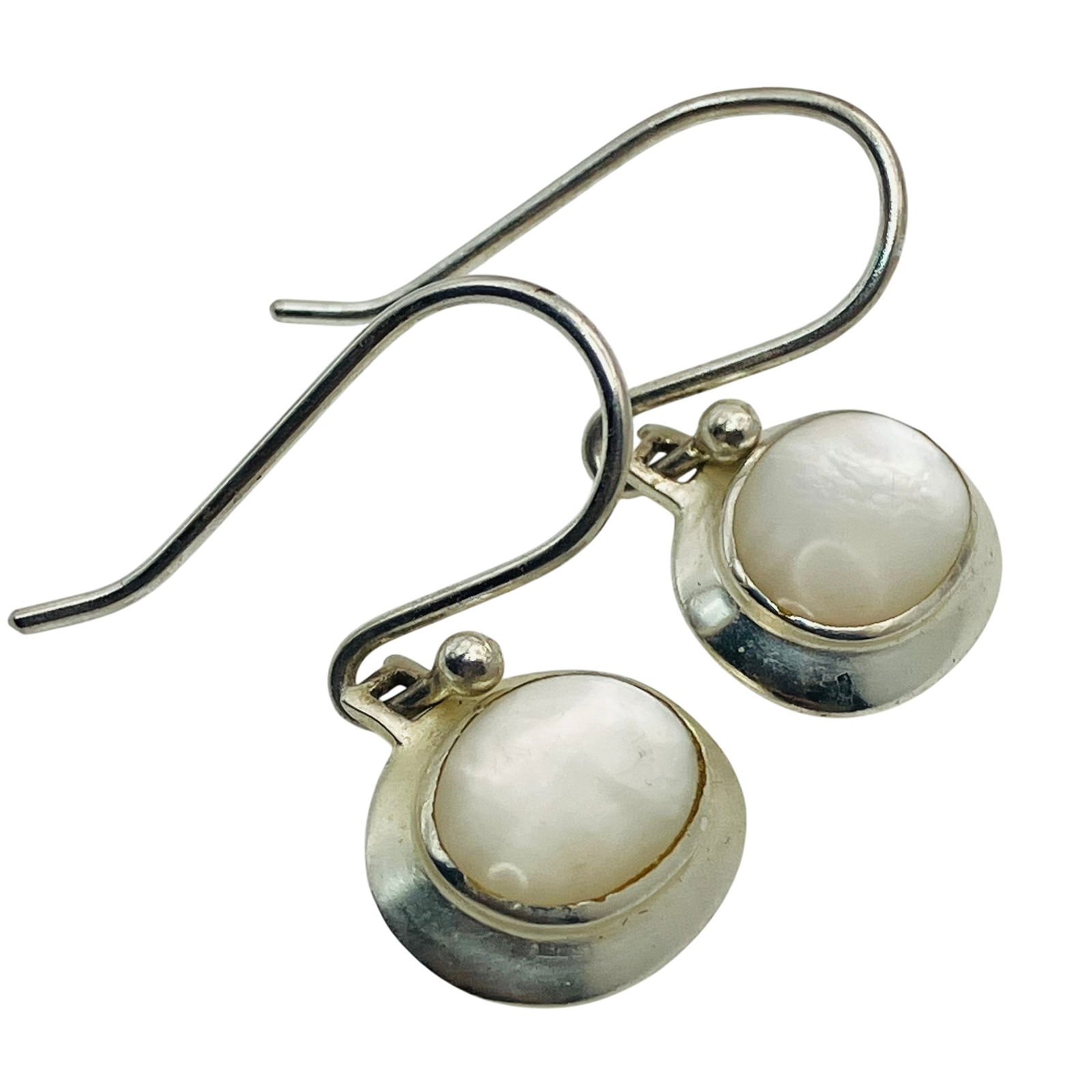 MOHER OF PEARL Sterling Oval Dangle Earrings 3.09 G (1 of 6)
