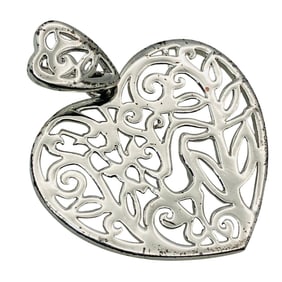 Sterling Filigree Heart Pendant, 3.80 G