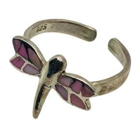 CW, MOTHER OF PEARL Sterling Dragonfly Adjustable Ring, 1.41 G