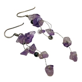 AMETHYST Sterling Dangle Earrings, 2.84 G