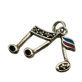 MARCASITE Sterling Musical Note Pendant, 1.68 G