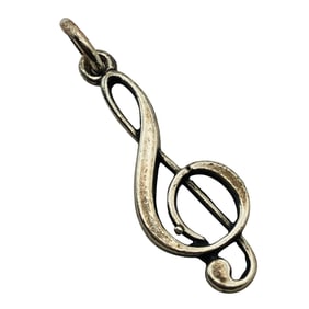 Sterling Treble Clef Pendant, Unknown Marking, 1.35 G