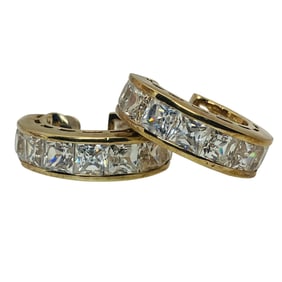 GL, RHINESTONE Sterling Channel Set C Hoop Earrings, 9.27 G