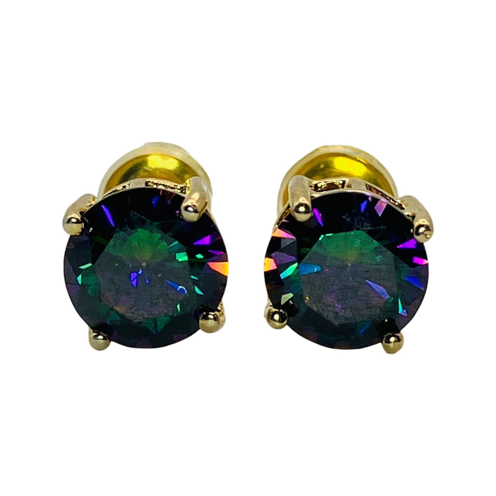 Sterling Iridescent Rhinestone Stud Earrings, 2.00 G (1 of 5)
