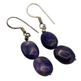 AMETHYST Sterling Dangle Earrings, 3.70 G