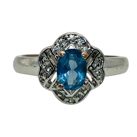 TOPAZ Sterling Cluster Ring, Size 8, 3.21 G