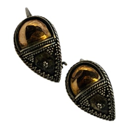 Sterling Beaded Design Teardrop Earrings, 2.21 G