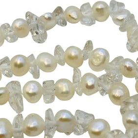 PEARL, QUARTZ Sterling Long Necklace, 41.54 G