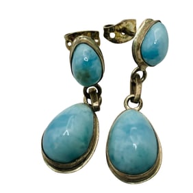 LARIMAR Sterling Teardrop Stud Dangle Earrings, 4.11 G